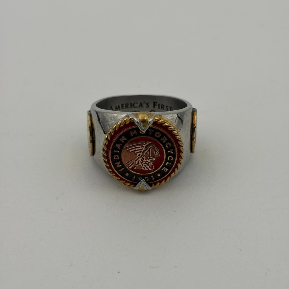 Indian Motorcycle Ring Size 15 Stainless Biker Silver Americas First Rare